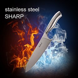 Chef Knife Stainless Steel 8-inch Blade Kitchen Knives Forged High-carbon Chef’s Knife Fasslang® All Stainless Steel Multipurpose with 8-inch Long Handle (ABS-HANDLE)