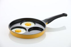 Flamekiss 9.5″ Orange Ceramic Coated Nonstick 3-Cup Egg Cooker Pan by Amorè, Innovative & Elegant Design, Nano Ceramic Coating w/ Silver Ion (100% PTFE & PFOA Free)