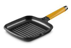 Fundix by Castey Nonstick Cast Aluminium Induction Grill Pan with Removable Orange Handle, 10-1/2-Inch
