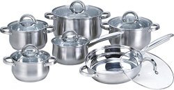 Heim Concept 12-Piece Stainless Steel Cookware Set with Glass Lid, Silver