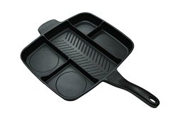 Master Pan Non-Stick Divided Grill/Fry/Oven Meal Skillet, 15″, Black