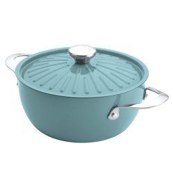 Rachael Ray Cucina Oven-To-Table Hard Enamel Nonstick 4-1/2-Quart Covered Round Casserole, Agave Blue