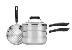 Range Kleen 4-Piece 3-Quart Sauce Pan with Lid, Steamer and Double Boiler Insert