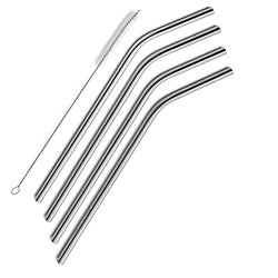 SipWell Stainless Steel Straws Set of 4, Free Cleaning Brush Included