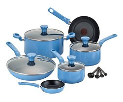 T-fal C969SE Excite Nonstick Thermo-Spot Dishwasher Safe Oven Safe PFOA Free Cookware Set, 14-Piece, Blue