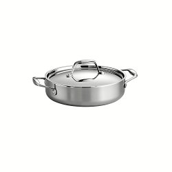 Tramontina 80116/009DS Gourmet 18/10 Stainless Steel Induction-Ready Tri-Ply Clad Covered Braiser, 3-Quart, Stainless