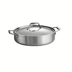 Tramontina 80116/015DS Gourmet 18/10 Stainless Steel Induction-Ready Tri-Ply Clad Covered Braiser, 5-Quart, Stainless