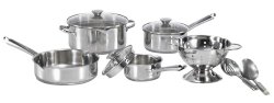WearEver A834S9 Cook and Strain Stainless Steel Cookware Set, 10-Piece, Silver