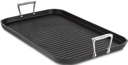 All-Clad 3013 Hard Anodized Aluminum Nonstick Double Burner Grande 13-Inch X 20-Inch Grille Pan Specialty Cookware, 20-Inch, Black