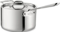 All-Clad 4204 with loop Stainless Steel Tri-Ply Bonded Dishwasher Safe Sauce Pan with Loop Helper Handle and Lid Cookware, 4-Quart, Silver