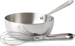 All-Clad 4212 No Lid Whisk Stainless Steel 2-Quart Saucier with Whisk – No Lid / Cookware, Silver