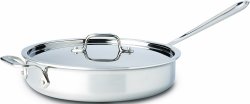 All-Clad 4403 Stainless Steel Tri-Ply Bonded Dishwasher Safe 3-Quart Saute Pan with Lid / Cookware, Silver
