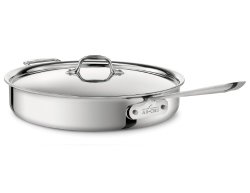 All-Clad 4405 Stainless Steel Tri-ply Saute Pan with Lid Cookware, 5-Quart, Silver