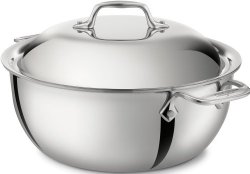 All-Clad 4500 Stainless Steel Tri-Ply Bonded Dishwasher Safe Dutch Oven with Domed Lid / Cookware, 5.5-Quart, Silver