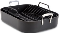 All-Clad E8759964 Hard Anodized 16-Inch x 13-Inch Large Roasting Pan with Nonstick Rack / Cookware, Black