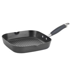 Anolon Advanced Hard-Anodized Nonstick 11-Inch Deep Square Grill Pan with Pour Spouts, Gray