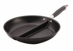 Anolon Advanced Hard Anodized Nonstick 12-Inch Divided Grill and Griddle Skillet, Gray