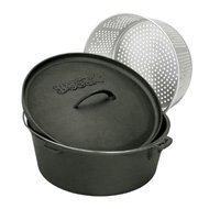 Bayou Classic 7420 20-Quart Cast Iron Dutch Oven with Dutch Oven Lid and Perforated Aluminum Basket