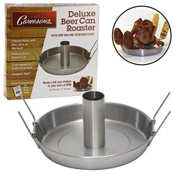Beer Can Roaster – Stainless Steel Chicken Beeroaster Deluxe with Recipe Guide – Cooks Meat and Vegetables at same time