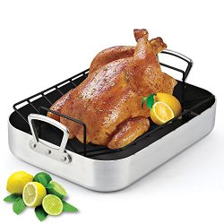 Cook N Home 02433 Nonstick Turkey Roaster with Rack, 16 by 12″, Black