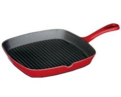 Cuisinart CI30-23CR Chef’s Classic Enameled Cast Iron 9-1/4-Inch Square Grill Pan, Cardinal Red