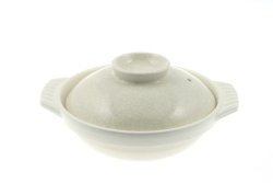 Ivory and Black Crackle 8-1/2-Inch Donabe Japanese Hot Pot, Serves 2 People