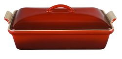 Le Creuset Heritage Stoneware 12-by-9-Inch Covered Rectangular Dish, Cherry