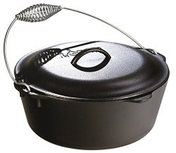 Lodge L10DO3 Dutch Oven with Spiral Handle Bail and Iron Cover, 7-Quart