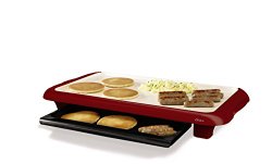 Oster CKSTGRFM18MR-ECO DuraCeramic Griddle with Warming Tray, Candy Apple Red