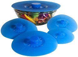 Silicone Bowl Lids, Set of 5 Reusable Suction Seal Covers for Bowls, Pots, Cups. Food Safe