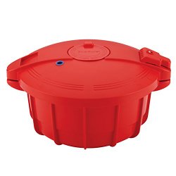 SilverStone Microwave Cookware 3.4-Quart Microwave Pressure Cooker, Chili Red