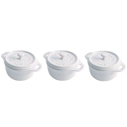 Staub Mini Round Cocotte, Set of 3, White, 0.25 qt. – White
