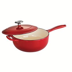 Tramontina Enameled Cast Iron Covered Saucier, 3-Quart, Gradated Red