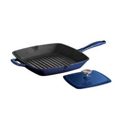 Tramontina Enameled Cast Iron Grill Pan with Press, 11-Inch, Gradated Cobalt