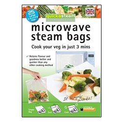 25-Pack Large Quickasteam Microwave Steam Cooking Bags for Faster, Healthier Vegetables