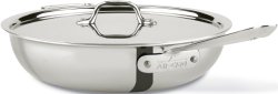 All-Clad 440465 Stainless Steel Tri-Ply Bonded Dishwasher Safe Weeknight Pan with Lid / Cookware, 4-Quart, Silver