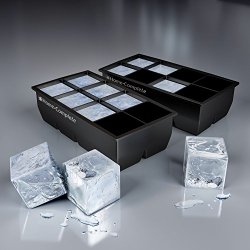Best Ice Cube Trays – 2 Large Silicone Pack – 16 Giant 2 Inch Ice Cubes Molds