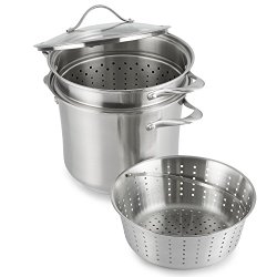 Calphalon Contemporary Stainless 8-Quart Pot with Glass Lid and 2 Inserts