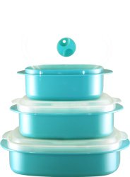 Calypso Basics 3-Piece Microwave Steamer Set, Turquoise