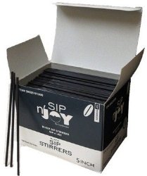 Crystalware Plastic Sip Stirrers 5 Inch 1000/box, Black