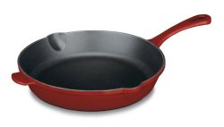 Cuisinart CI22-24CR Chef’s Classic Enameled Cast Iron 10-Inch Round Fry Pan, Cardinal Red