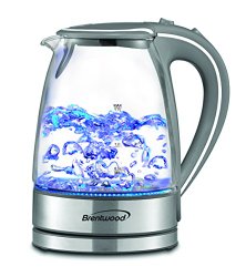 Electric Water Kettle- Brentwood Appliances KT-1900GRY – Tempered Glass Kettle w/ LED Light – 1.7-liter, Limited Edition