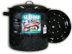 Graniteware Seafood/Tamale Steamer with Insert, 15.5 Quart, Black