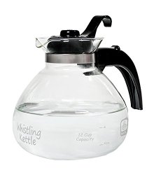 Medelco  12-Cup Glass Stovetop Whistling Kettle