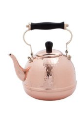 Old Dutch Solid Copper Hammered Teakettle with Wood Handle and Knob, 2-Quart