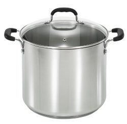 T-fal C88881 Stainless Steel Oven Safe Dishwasher Safe PFOA Free Stock Pot Cookware, 12-Quart, Silver