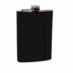 Top Shelf Flasks Stainless Steel Hip Flask Assorted Colors, 8oz, Black