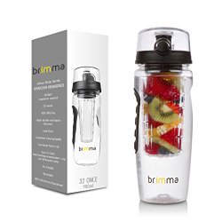 #1 Fruit Infuser Water Bottle – Large 32 Oz – Leak Proof – Made of Premium Eastman Tritan Copolyester – Make Your Own Healthy Fruit Infused Flavored Water, Iced Tea, Lemonade, & Juice While on the Go – By Brimma