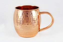 Alchemade Copper Barrel Mug for Moscow Mules – 16 oz – 100% Pure Hammered Copper – Heavy Gauge – No lining – includes FREE E-Recipe book