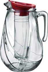 Bormioli Rocco Rolly Jug with Ice Container and Red Lid, 87-1/4-Ounce